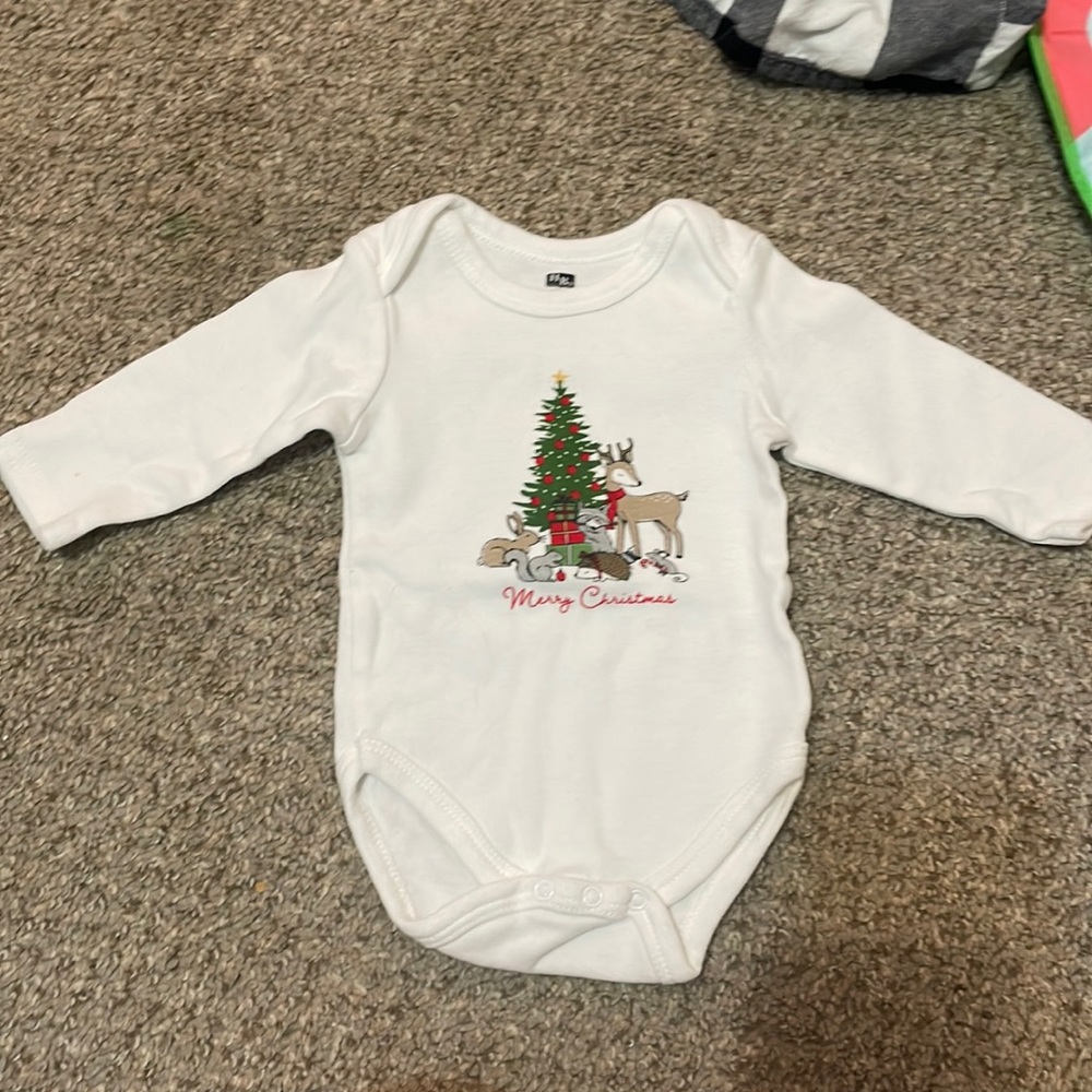 HB White Long Sleeve Christmas Onesie